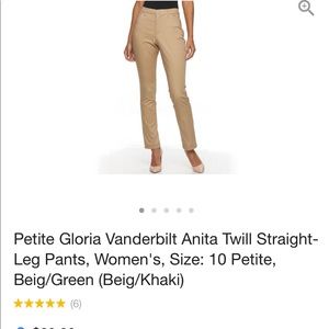 NWT Gloria Vanderbilt Khaki Pants